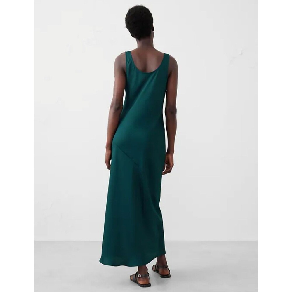 New Banana Republic Teal Silky Twill Slit Maxi Slip Tank Dress Size XL NWT Satin - Picture 2 of 16
